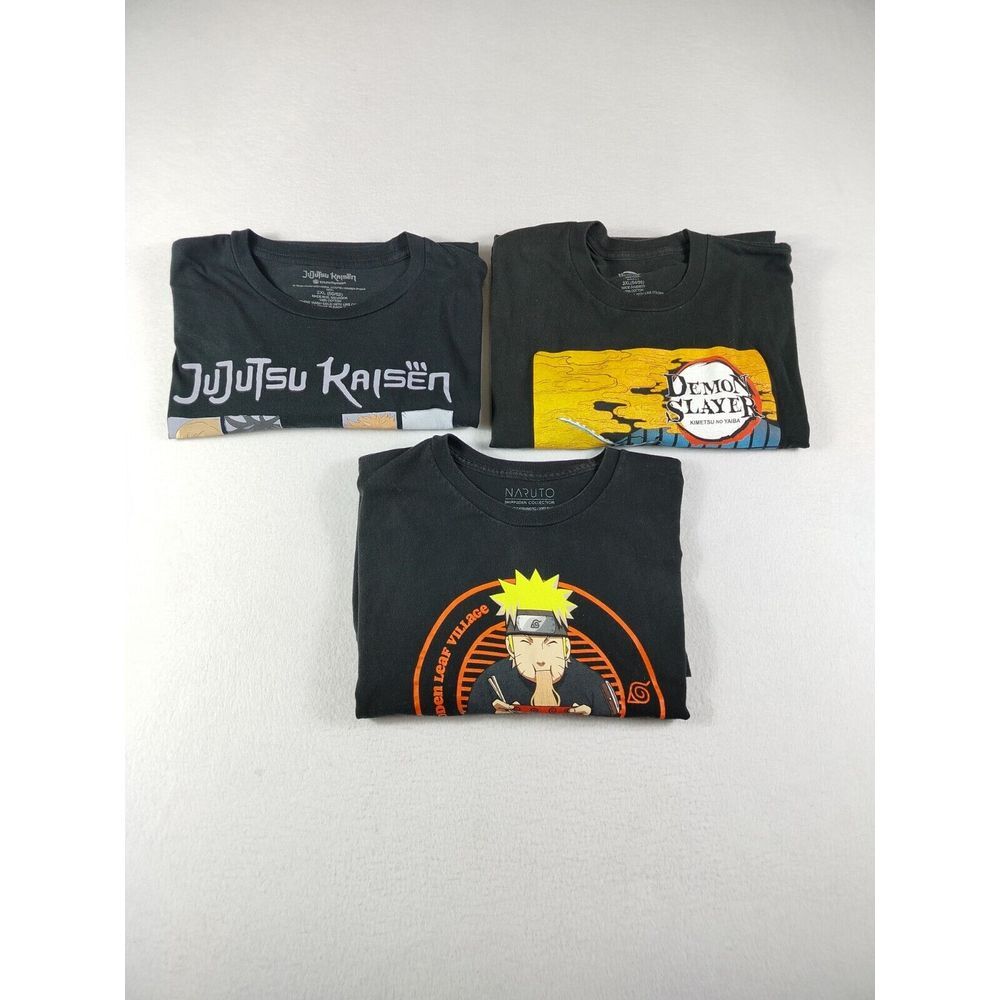 Anime TShirts Unisex Black 3XL 2XL‎ Jujutsu Kaisen Demon Slayer Naruto Shippuden